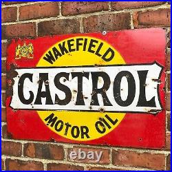 Antique Vintage Retro 1930s Wakefield Castrol Motor Oil Enamel Advertising Sign