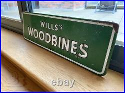 Antique Vintage Retro 1930s Wills Woodbines Side Enamel Advertising Shop Sign