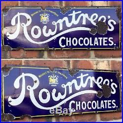 Antique Vintage Retro c1910 Rowntrees Chocolates Enamel Advertising Shop Sign