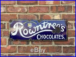 Antique Vintage Retro c1910 Rowntrees Chocolates Enamel Advertising Shop Sign