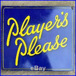 Antique Vintage Retro c1930s Players Please 2 Sided Enamel Advertising Shop Sign