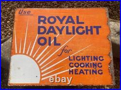 Antique Vintage Royal Daylight Oil Flange Double Sided Advertising Enamel Sign