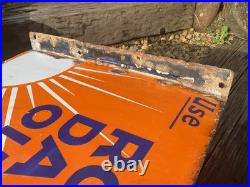 Antique Vintage Royal Daylight Oil Flange Double Sided Advertising Enamel Sign