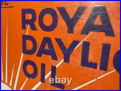 Antique Vintage Royal Daylight Oil Flange Double Sided Advertising Enamel Sign