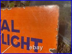 Antique Vintage Royal Daylight Oil Flange Double Sided Advertising Enamel Sign