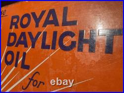 Antique Vintage Royal Daylight Oil Flange Double Sided Advertising Enamel Sign