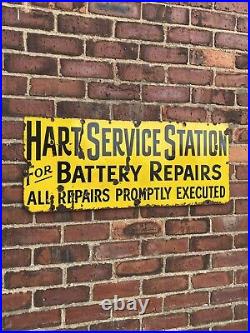 Antique Vintage c1920s Battery Repairs Automobilia Enamel Advertising Shop Sign
