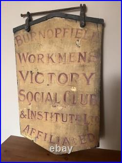 Antique Wooden Sign Burnofield Newcastle Not Enamel Advertising Vintage