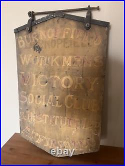 Antique Wooden Sign Burnofield Newcastle Not Enamel Advertising Vintage