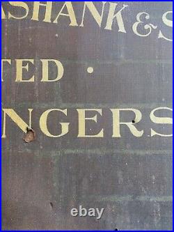 Antique c1895 Wood & Painted Mesh Huntly Ironmongers Advertising Sign Not Enamel