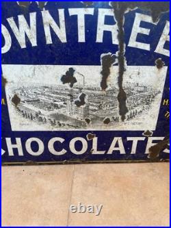 Antique rare enamel original sign Rowntree's Chocolate / Cocoa? 30 X 20 In