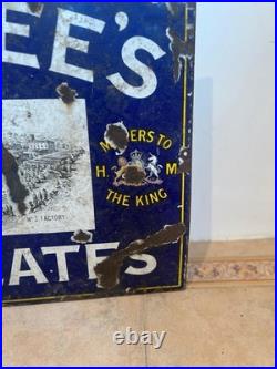 Antique rare enamel original sign Rowntree's Chocolate / Cocoa? 30 X 20 In