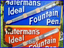 Antique/vintage' Waterman's Ideal Fountain Pen' Enamel Advertising Sign