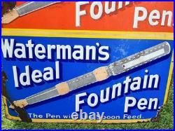 Antique/vintage' Waterman's Ideal Fountain Pen' Enamel Advertising Sign