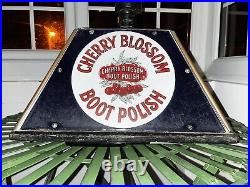 Antique vintage advertising sign enamel Cherry Blossom Boot Polish