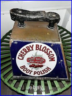 Antique vintage advertising sign enamel Cherry Blossom Boot Polish
