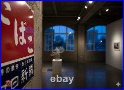 Authentic Double-Sided Vintage Japanese Tabako & Newspaper Enamel Sign