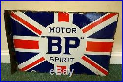 BP MOTOR SPIRIT Union Jack enamel sign. Vintage Automobilia