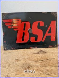 BSA vintage motorcycles enamel sign -man cave-garage -workshop rare rusty 12x8