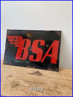 BSA vintage motorcycles enamel sign -man cave-garage -workshop rare rusty 12x8