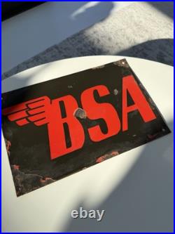 BSA vintage motorcycles enamel sign -man cave-garage -workshop rare rusty 12x8