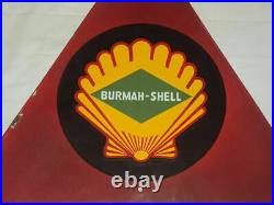 BURMAH SHELL FUEL STATION OLD VINTAGE PORCELAIN Enamel SIGN DIRECTION SET 1940