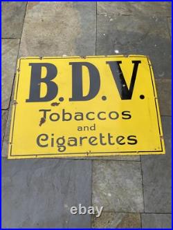 B D V BDV Rare Large Vintage Enamel Sign Lovely Man Cave WW1 to WW2