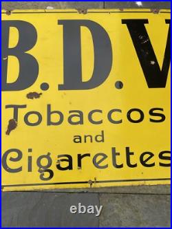 B D V BDV Rare Large Vintage Enamel Sign Lovely Man Cave WW1 to WW2