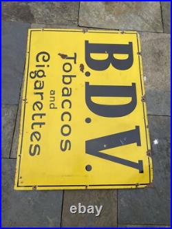 B D V BDV Rare Large Vintage Enamel Sign Lovely Man Cave WW1 to WW2