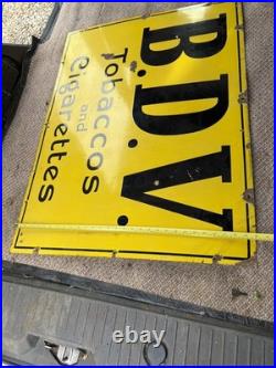 B D V BDV Rare Large Vintage Enamel Sign Lovely Man Cave WW1 to WW2