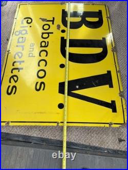 B D V BDV Rare Large Vintage Enamel Sign Lovely Man Cave WW1 to WW2