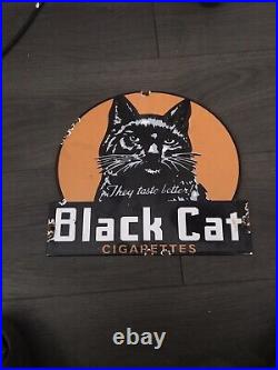 Black Cat Cigarettes Vintage Style 12 Enamel Advertising Porcelain Sign