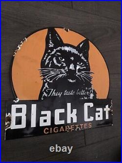 Black Cat Cigarettes Vintage Style 12 Enamel Advertising Porcelain Sign