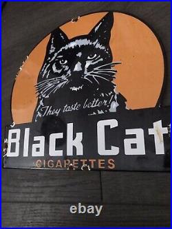 Black Cat Cigarettes Vintage Style 12 Enamel Advertising Porcelain Sign