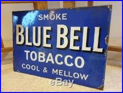 Blue Bell Tobacco enamel sign Advertising shop barn find shed vintage Antique