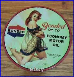 Bonded Oil Company 1952 Vintage porcelain enamel sign