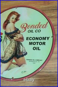Bonded Oil Company 1952 Vintage porcelain enamel sign