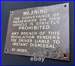 Br(w) Railway Warning Passengers Prohibited Freight Train Vintage Enamel Sign