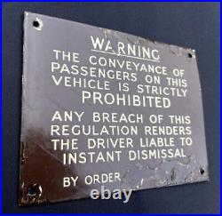 Br(w) Railway Warning Passengers Prohibited Freight Train Vintage Enamel Sign