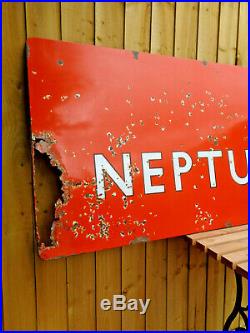 British Neptune Street Hull Vintage Original Enamel Sign Half of Station RARE