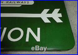 British Rail Railways Green STATION vintage sign enamel 1950 train Arrow