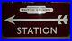 British_Rail_Railways_Maroon_Station_vintage_sign_enamel_1940_train_Arrow_totem_01_caz