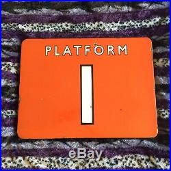 British Railways NE Enamel Sign PLATFORM 1 Vtg Antique Rail Train BR Railwayana