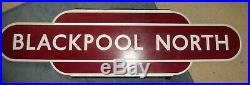 British rail Blackpool North Railway sign vintage totem BR enamel Station