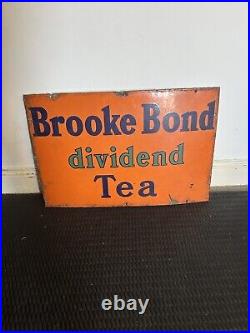 Brooke Bond Dividend Tea Enamel Sign Very Heavy Vintage Sign