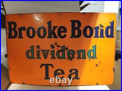 Brooke Bond Dividend Tea Enamel Sign Very Heavy Vintage Sign 60 x 20