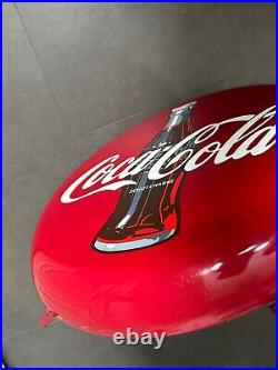 COCA COLA Schutzmarke HEAVY ENAMEL BUTTON ORIGINAL 60s 70s SIGN 40 cm Vintage