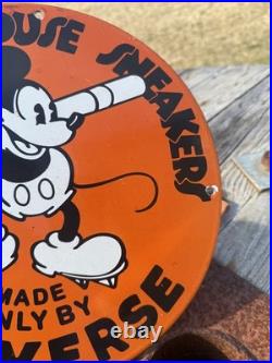 CONVERSE SNEAKERS- rare Micky Mouse Enamel Sign Vintage Garage-Man Cave 12 USA