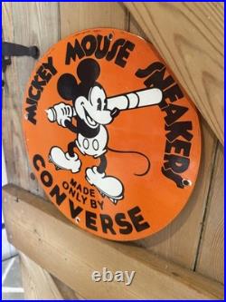 CONVERSE SNEAKERS- rare Micky Mouse Enamel Sign Vintage Garage-Man Cave 12 USA