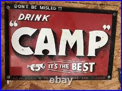 Camp coffee sign original enamel, Red & Black